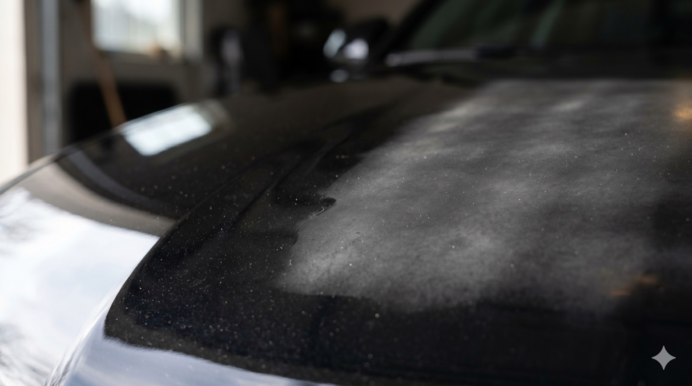 Die-back: a cured clearcoat that has lost its gloss and gone hazy and dull