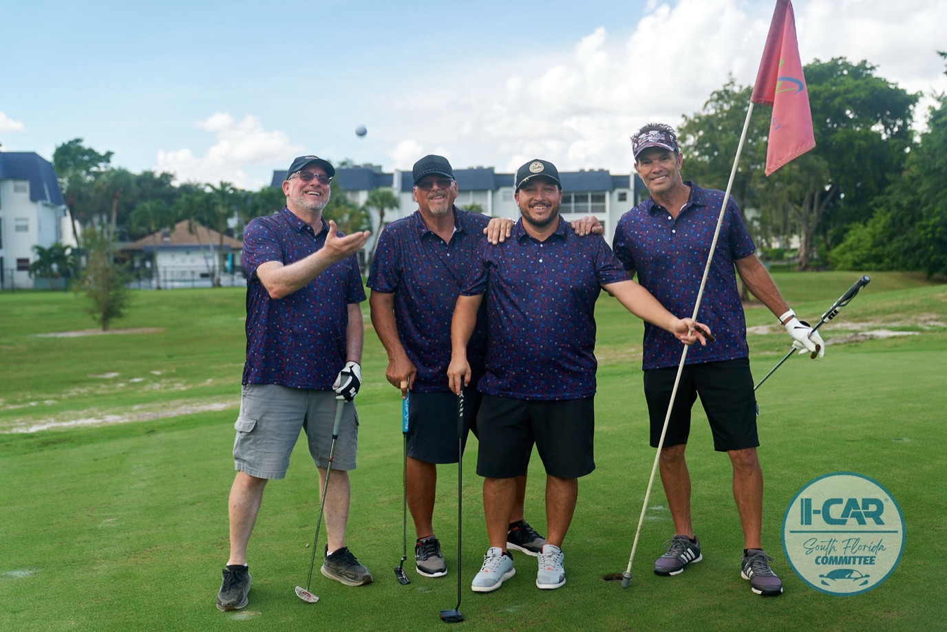 A foursome on the course at the 28th South Florida I-CAR Golf Tournament
