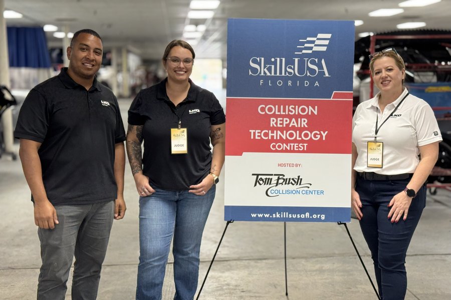 The SkillsUSA Florida Collision Repair Technology Contest banner at the state competition